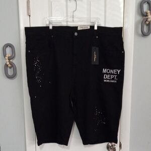 🚨B2G1 New FWRD DENIM Black White Splattered Denim Jean Shorts